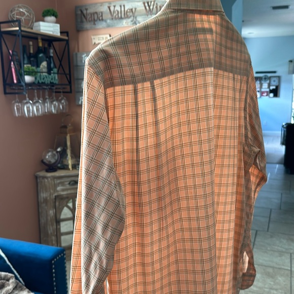 Ermenegildo Zegna Large Orange Windowpane Plaid Dress Shirt - Picture 6 of 16